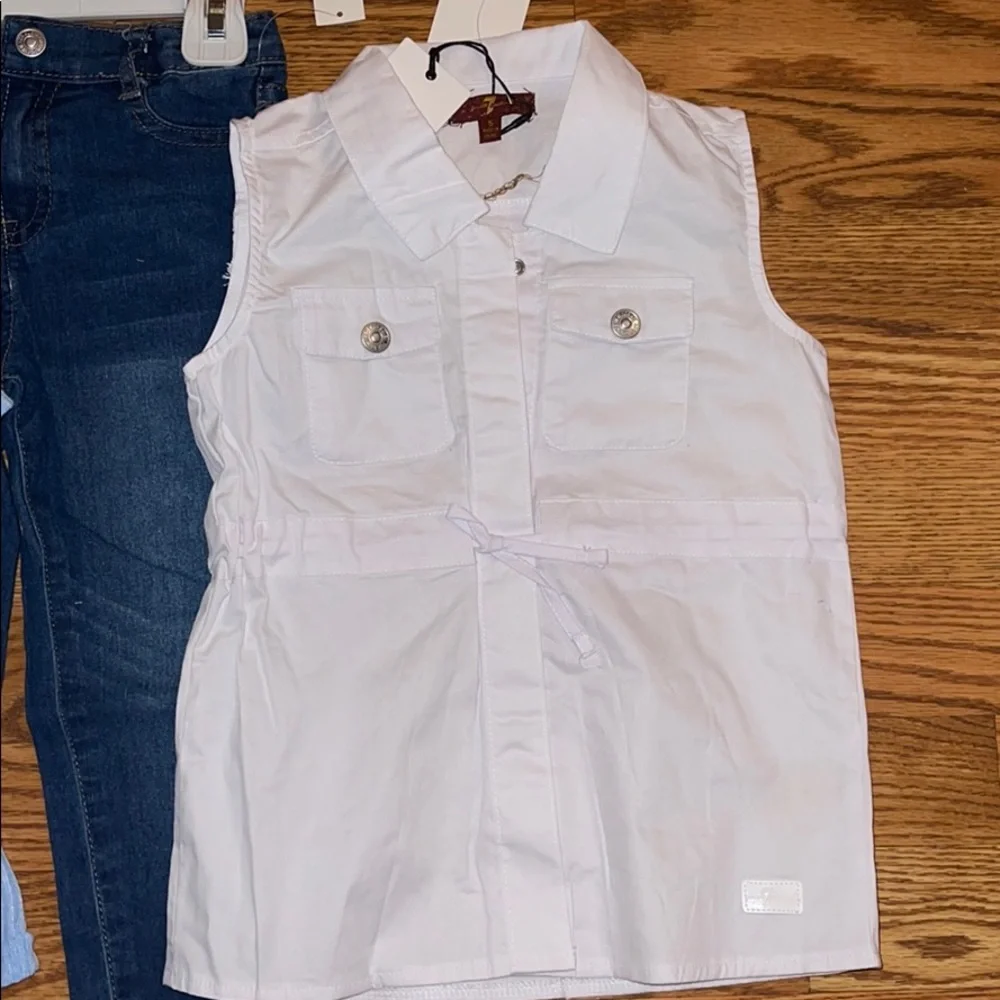 7 For All Mankind 3-Piece Shirt Jeans Vest 5T 6T